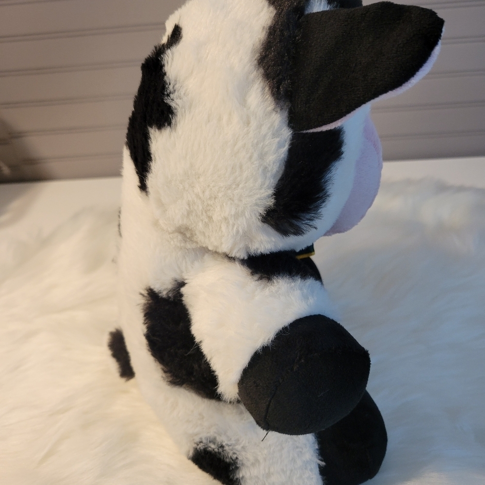 Plush Cow Toy with Bow - Black and White - Picture 5 of 9